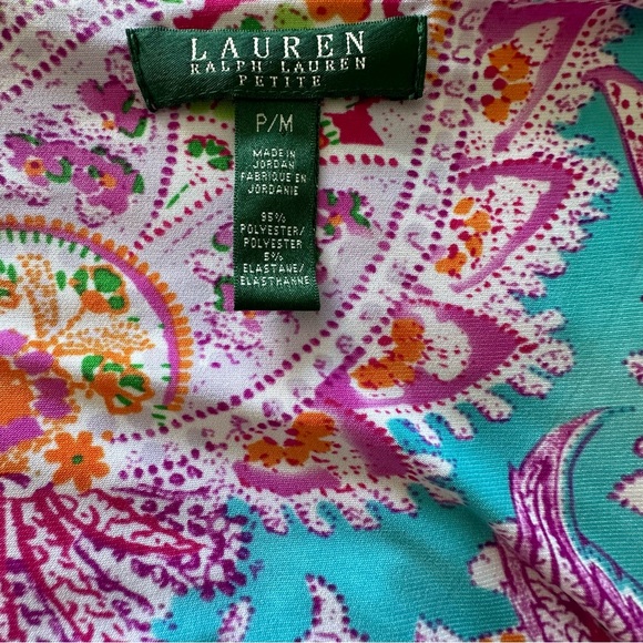 Lauren Ralph Lauren Faux Wrap Dress Womens Multicolor Paisley Sleeveless Size MP - Picture 8 of 9